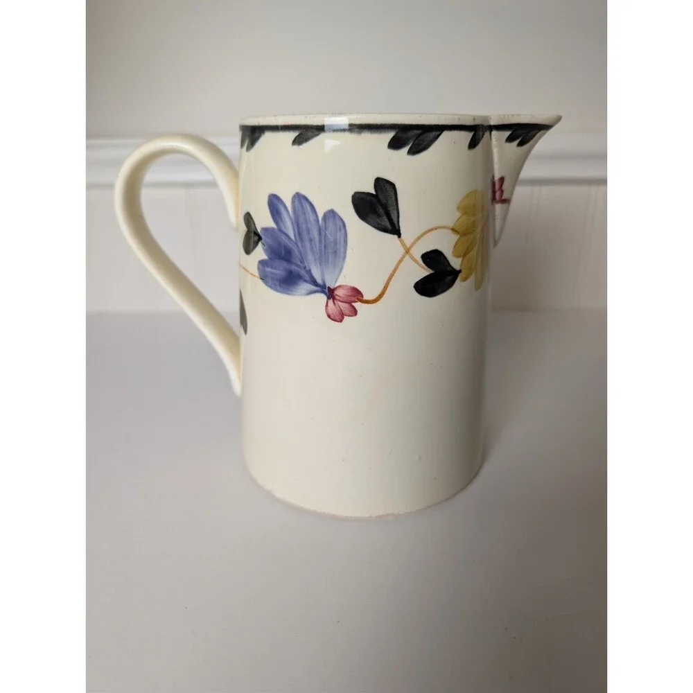 Societe Ceramique Maestricht Pitcher Antique 1920's Dutch Holland Floral 6.25